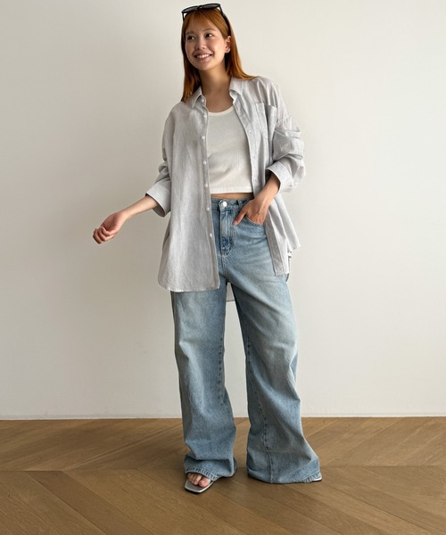 ブラウス シャツ El mar　ストライプコットンシャツ レディース CANAL JEAN ブラウス シャツ El mar ストライプコットンシャツ