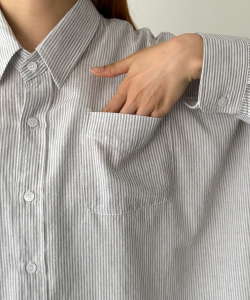 ブラウス シャツ El mar　ストライプコットンシャツ レディース CANAL JEAN ブラウス シャツ El mar ストライプコットンシャツ