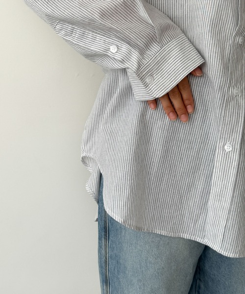 ブラウス シャツ El mar　ストライプコットンシャツ レディース CANAL JEAN ブラウス シャツ El mar ストライプコットンシャツ