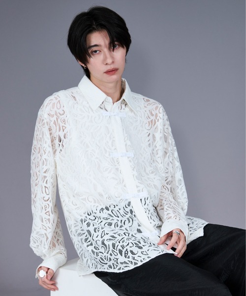 tricot レースチャイナシャツ Ellno Loset シャツ コードレースチャイナシャツ メンズ レディース