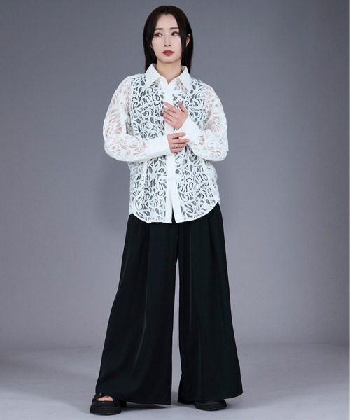 Ellno Loset（エルノロゼット） シャツ コードレースチャイナシャツ