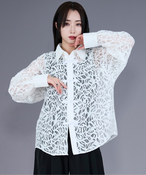 Ellno Loset シャツ コードレースチャイナシャツ メンズ レディース