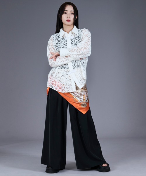 Ellno Loset（エルノロゼット） シャツ コードレースチャイナシャツ