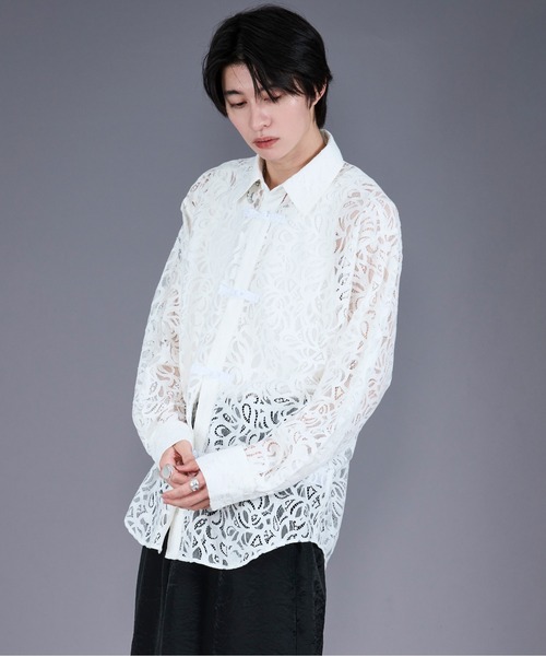 Ellno Loset（エルノロゼット） シャツ コードレースチャイナシャツ