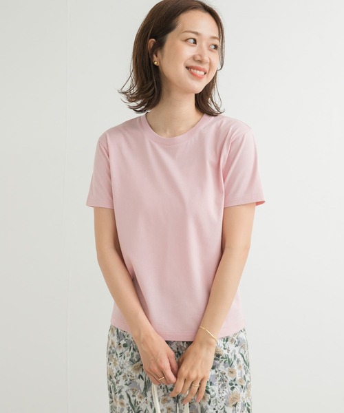 tシャツ 「洗える」ベーシック Tシャツ レディース antiqua tシャツ 綿100%バスク生地ベーシックTシャツ