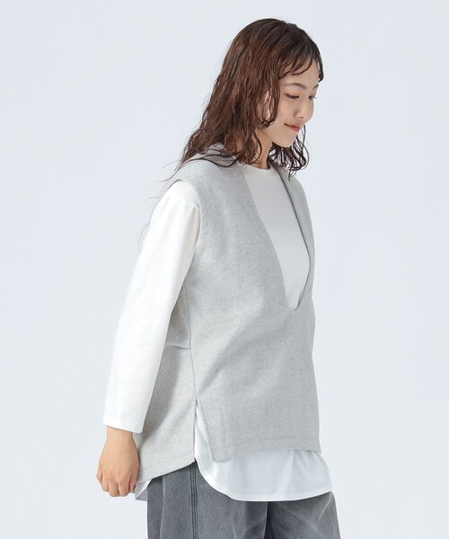 tシャツ Uネックベスト × ロングスリーブTシャツ （セットアイテム） レディース