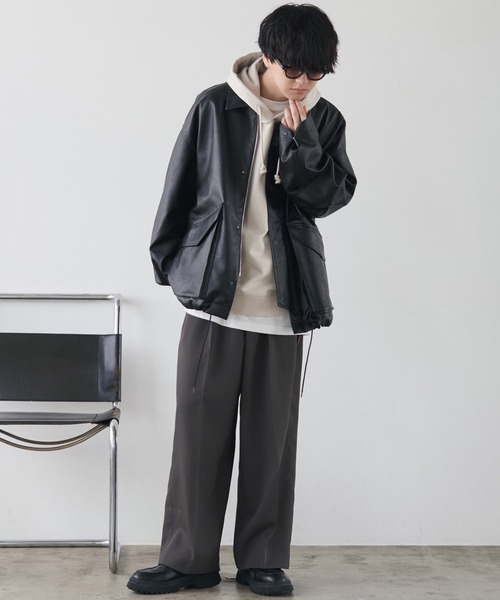 WYM ブラックレザージャケット S ボア WYM LIDNM 「WYM LIDNM」 レザージャケット S ブラック メンズ