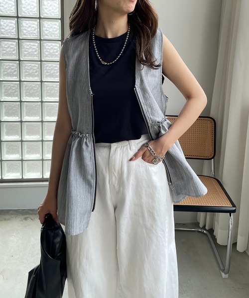 ella_selectshop エラ　ぺプラムジレ　ベスト セール】シアーペプラムジレ／327513（ベスト）｜Elura