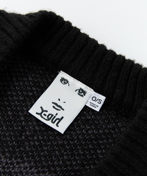 X-girl（エックスガール） カーディガン FACE JACQUARD KNIT CARDIGAN