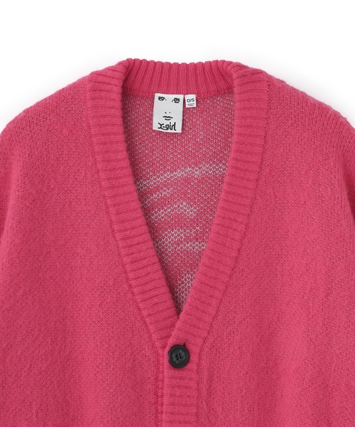X-girl カーディガン FACE JACQUARD KNIT CARDIGAN レディース