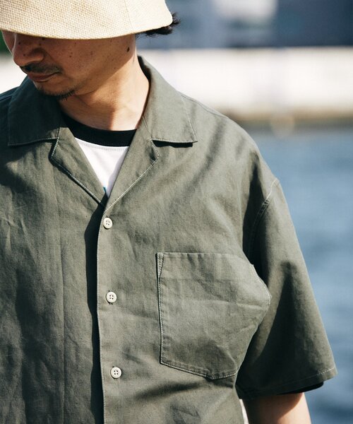 JS relume ヨーロピアンフラックス オープンカラーシャツ ブラックM JOURNAL STANDARD relume シャツ ヨーロピアンフラックス