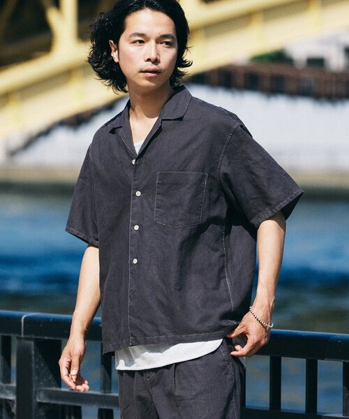 メンズ ヨーロッパリネン オープンカラーシャツ RUUBON シャツ 「RUUBON」linen open collar shirt / リネン