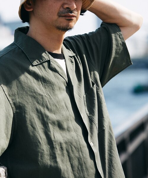 JS relume ヨーロピアンフラックス オープンカラーシャツ ブラックM JOURNAL STANDARD relume シャツ ヨーロピアンフラックス