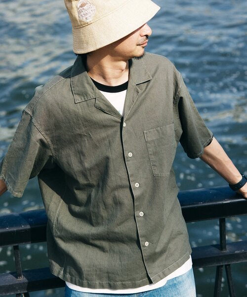 メンズ ヨーロッパリネン オープンカラーシャツ RUUBON シャツ 「RUUBON」linen open collar shirt / リネン