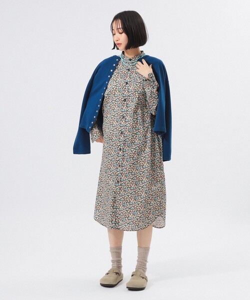 BEAMS BOY ワンピース リバティ スタンドカラー ロングスリーブ