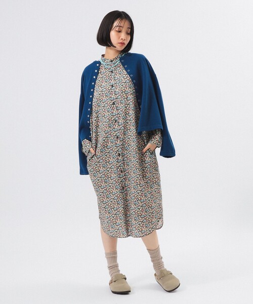 ビームスボーイ　リバティ　ワンピース　新品未使用タグ付き BEAMS BOY ワンピース リバティ スタンドカラー ロングスリーブ