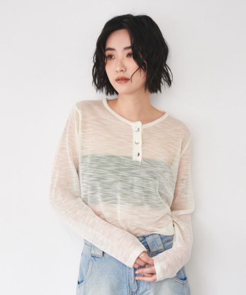 tシャツ バックオープンヘンリーネックTシャツ レディース tシャツ バックデザインヘンリーネックシアートップス