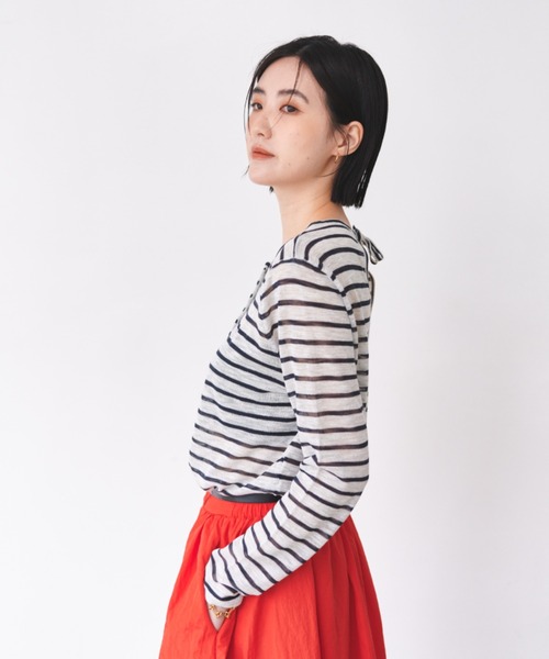 tシャツ バックオープンヘンリーネックTシャツ レディース tシャツ バックデザインヘンリーネックシアートップス