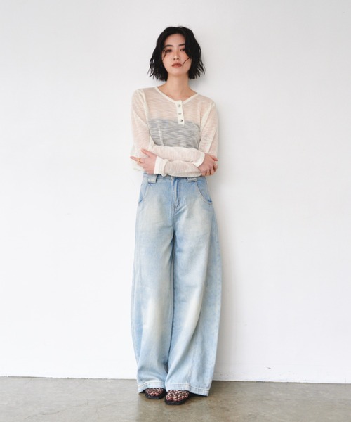 tシャツ バックオープンヘンリーネックTシャツ レディース TRUSS 半袖 Tシャツ 男女兼用 オープンエンド マックスウェイト