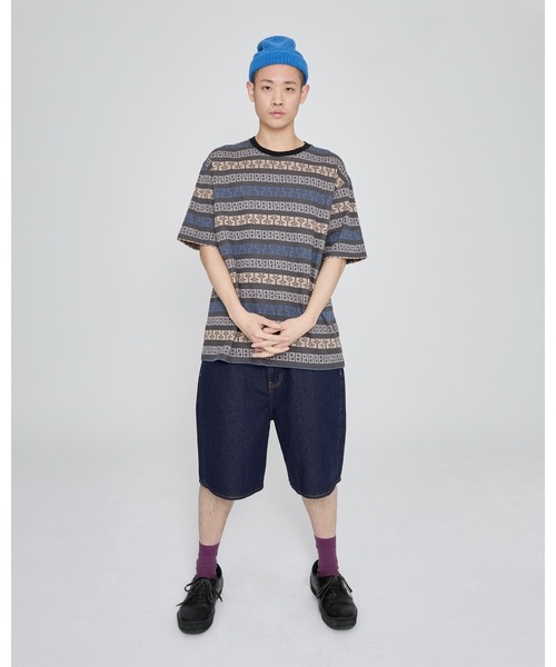 ★YESEYESEE★ YES Palm Jacquard Tee Charcoal YS251TTSST15CHA 예스아이씨(YESEYESEE) Y.E.S Palm Jacquard Tee Charcoal