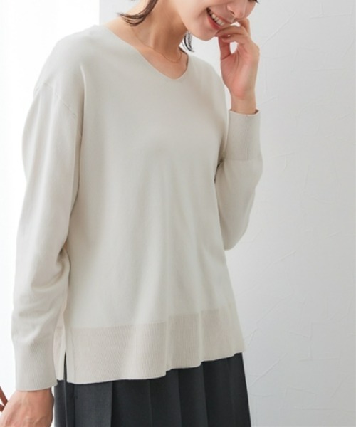 7days Life Styling ニット セーター 「UVカット」サイドスリットV
