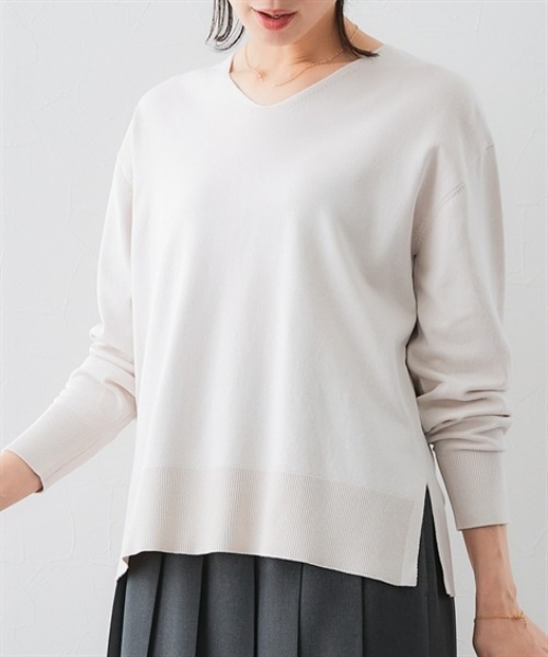 7days Life Styling uvカット ニット セーター サイドスリットVネック