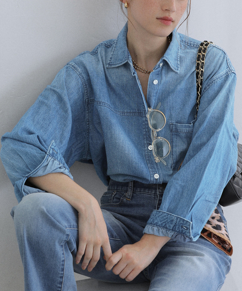 ブラウス シャツ 「洗える」Healthy Denim /ヘルシーデニム　デニムシャツ Tomato レディース