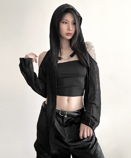 極美品♡ルネ♡フーディカーディガン ALMO カーディガン 「LAMPOON」フード付きカーディガン レディース