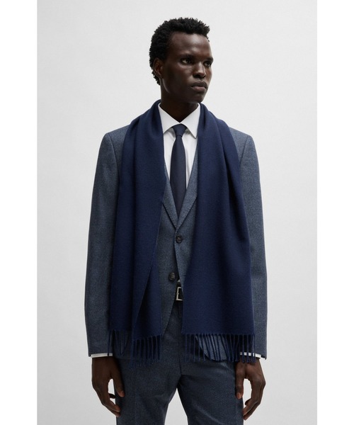 BOSS（HUGO BOSS） マフラー ウールマフラー ロゴラベル ツイスト