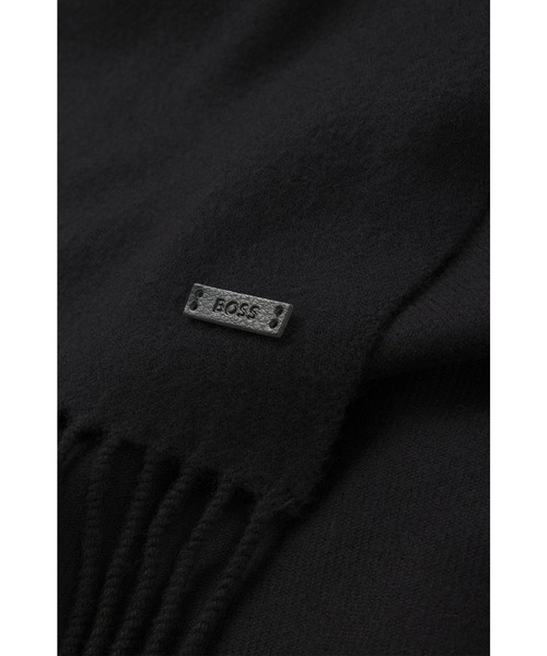 BOSS ロゴ入り マフラー 新品 BOSS（HUGO BOSS） マフラー ウールマフラー ロゴラベル ツイスト