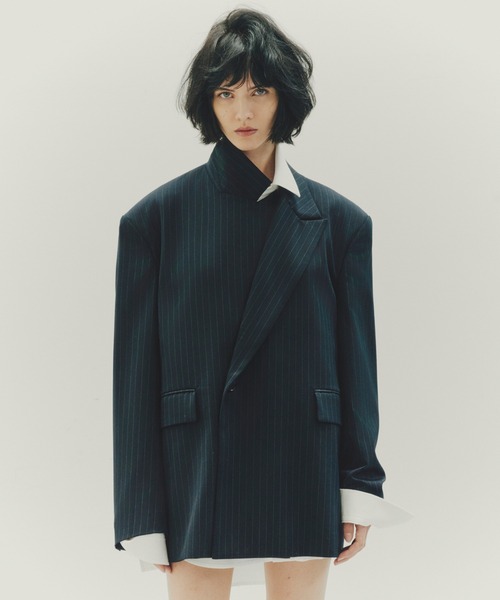 ジャケット テーラードジャケット PINSTRIPE STRUCTURED JACKET メンズ レディースの画像