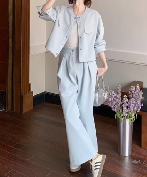 Apolina セットアップ Aelina セットアップ ベルト付きボタンダウンセットアップ レディース