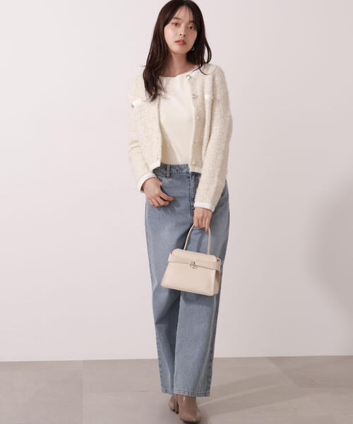 新品未使用 プロポーションボディドレッシング アンゴラ ビジュー釦Vカーディガン PROPORTION BODY DRESSING - 【新品】アンゴラ ビジュー釦V