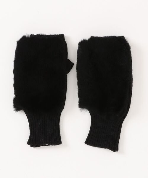 手袋 「ALPO」カシミア混 ニット グローブ レッキスラビット ファー