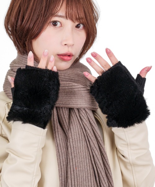 ALPO グローブ 手袋 ファー カシミア 手袋 「ALPO」カシミア混 ニット グローブ レッキスラビット ファー