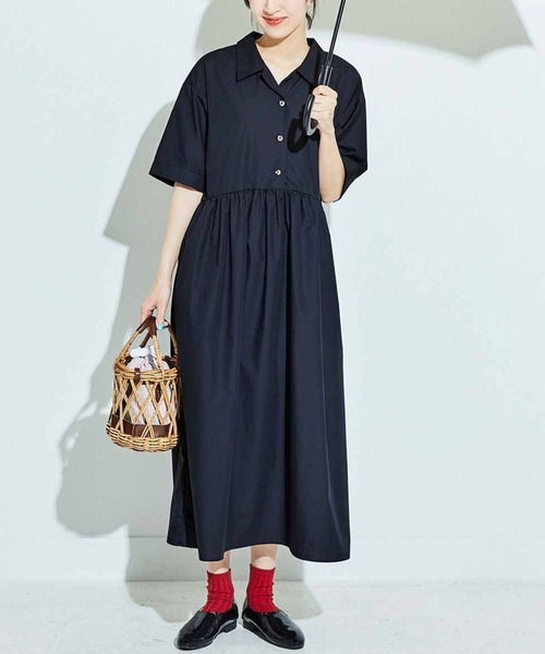 「Live in comfort」 半袖ワンピース M ダークネイビー レディース_画像4