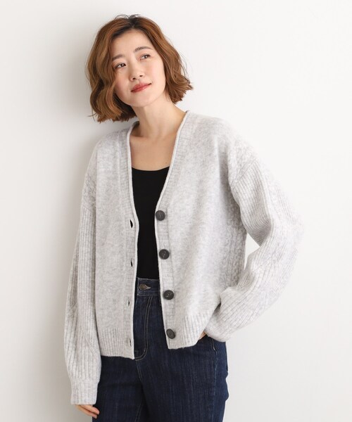 grove（グローブ） カーディガン ケーブルアクセント Vネック