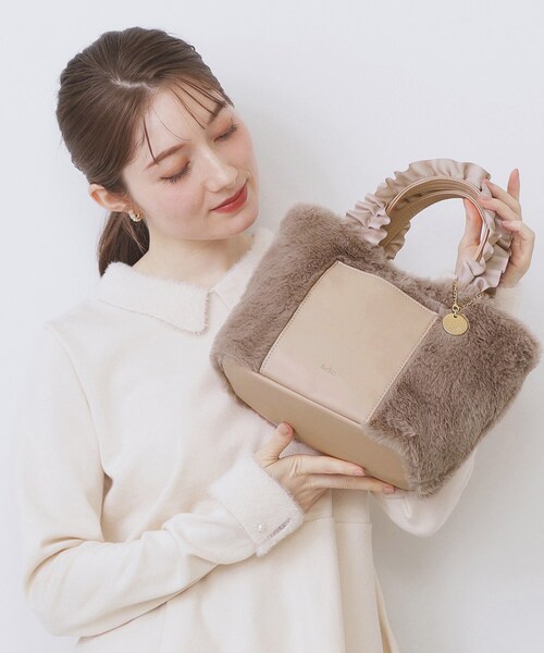 index（インデックス） トートバッグ フリルハンドル フェイクファー
