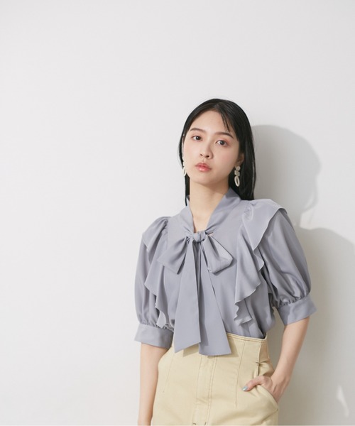 「JILL by JILL STUART」 半袖ブラウス FREE グレー レディース_画像6