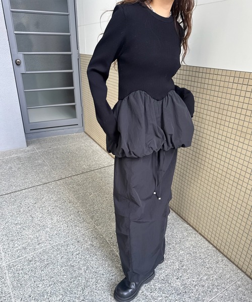 Ameri（アメリ） ワンピース BALLOON DETAIL KNIT DOCKING DRESS