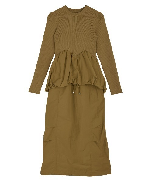 Ameri（アメリ） ワンピース BALLOON DETAIL KNIT DOCKING DRESS
