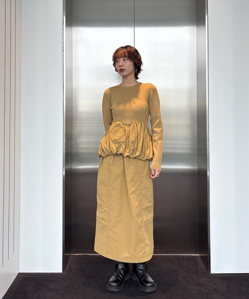 Ameri（アメリ） ワンピース BALLOON DETAIL KNIT DOCKING DRESS