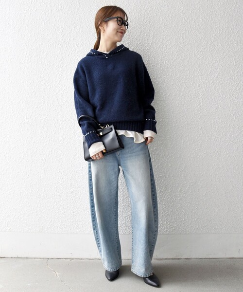 SHIPS any ニット セーター any:「手洗い可能」ステッチ デザイン