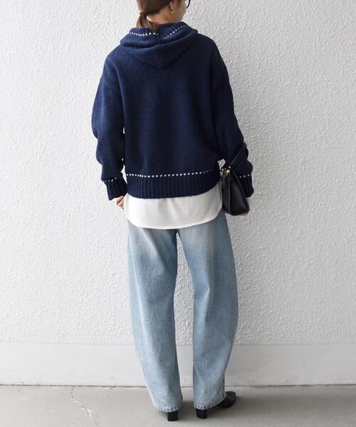 SHIPS any ニット セーター any:「手洗い可能」ステッチ デザイン