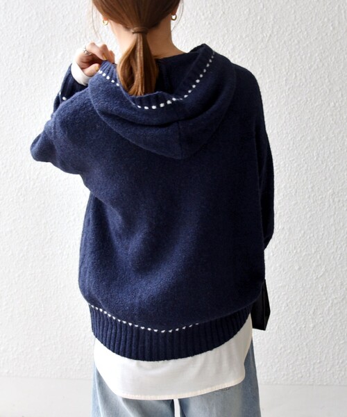 SHIPS any ニット セーター any:「手洗い可能」ステッチ デザイン