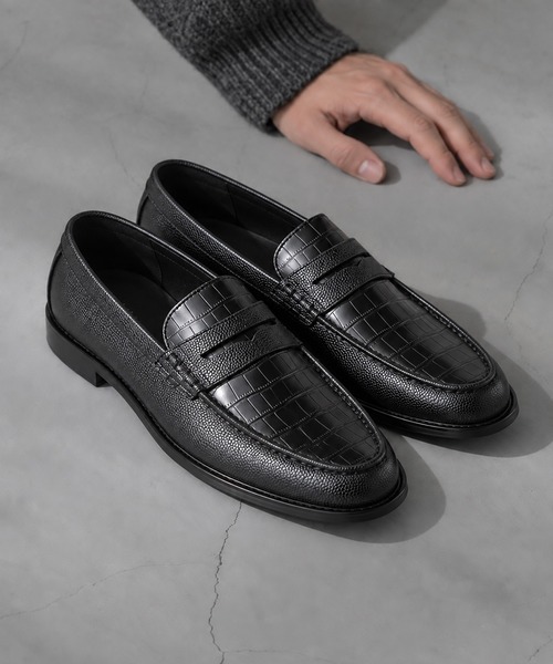 凵　ロンドンシューメイク ローファー 9005 ペイズリー 25cm 黒 London Shoe Make（ロンドンシューメイク） ローファー ペイズリー