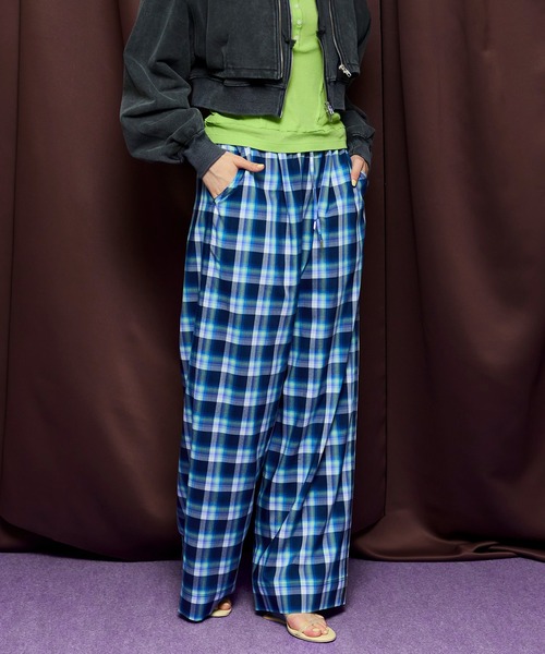 ワイドパンツ パンツ Multi-Color Easy Check Pants/マルチカラーイージーチェックパンツ レディースの画像