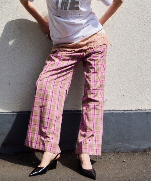 ワイドパンツ パンツ Multi-Color Easy Check Pants/マルチカラーイージーチェックパンツ レディースの画像