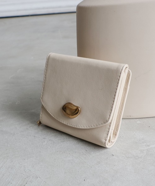 ミニ 二つ折り 二つ折り財布 財布 CAMELLIA / 牛革ニュアンスパーツ二つ折り財布 レディース