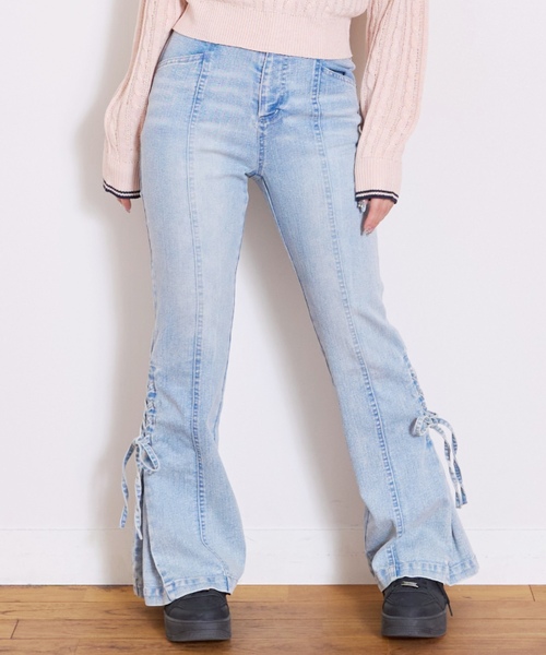 LOVETOXIC パンツ レースアップフレアデニムパンツ キッズ 子供服